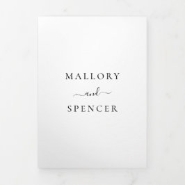 伝統的なモノクロのエレガントなウェディング 三つ折り招待状