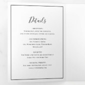 伝統的なモノクロのエレガントなウェディング 三つ折り招待状 (内部最初)