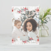 伝統的なモノグラムの花輪の写真 クリスマス シーズンカード (スタンド正面)