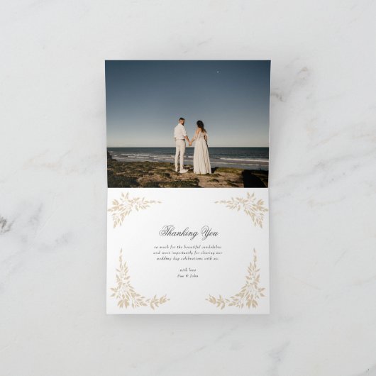 伝統的なモノグラムクレスト クラシック エレガント ウェディング サンキューカード (内部)