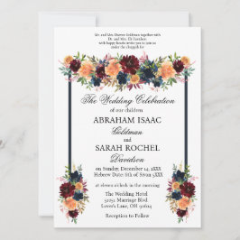 伝統的なユダヤ教の結婚式の招待状 - ゴールド ワイン 招待状