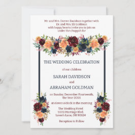 伝統的なユダヤ教の結婚式の招待状 - ゴールド 招待状