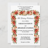 伝統的なユダヤ教の結婚式の招待状 - バラ 招待状 (正面)