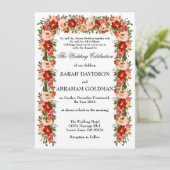 伝統的なユダヤ教の結婚式の招待状 - バラ 招待状 (スタンド正面)