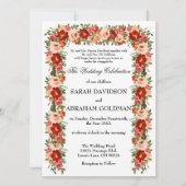 伝統的なユダヤ教の結婚式の招待状 - バラ 招待状 (正面)