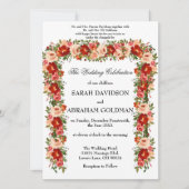 伝統的なユダヤ教の結婚式の招待状 - バラ 招待状 (正面)