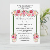伝統的なユダヤ教の結婚式の招待状 - ピンクのバラ 招待状 (スタンド正面)