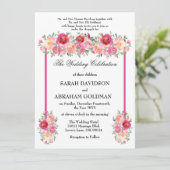 伝統的なユダヤ教の結婚式の招待状 - ピンクのバラ 招待状 (スタンド正面)