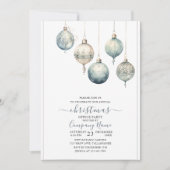 伝統的なルスティック冬の水彩画 メリークリスマス 招待状 (正面)