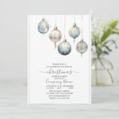 伝統的なルスティック冬の水彩画 メリークリスマス 招待状 (スタンド正面)