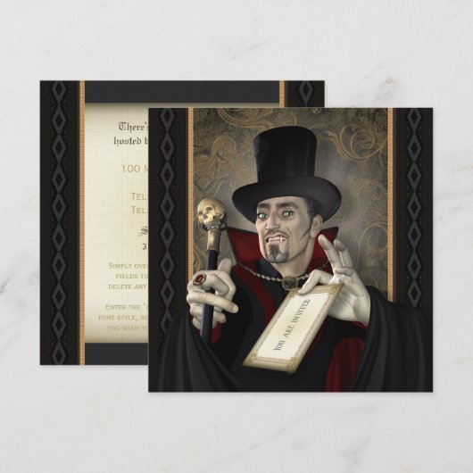 伝統的なヴァンパイア広場パーティーの招待状 招待状 (正面/裏面)