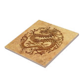 伝統的なヴィンテージおよび擦り切れたで中国のなドラゴンの円 タイル (側面)