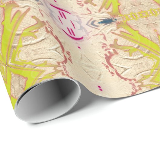 伝統的なヴィンテージの金ゴールドの淡黄緑の黄色いリボン ラッピングペーパー (ロールコーナー)