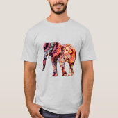 伝統的な中国のパターンをあしらった象のデザイン Tシャツ (正面)