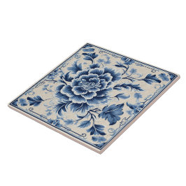 伝統的な中国の青インクの花芸術10 タイル