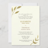 伝統的な優雅なアイボリーとゴールドのウェディング 招待状 (正面)