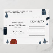 伝統的な優雅な素朴な冬の雪のクリスマス 箔シーズンポストカード (裏面)