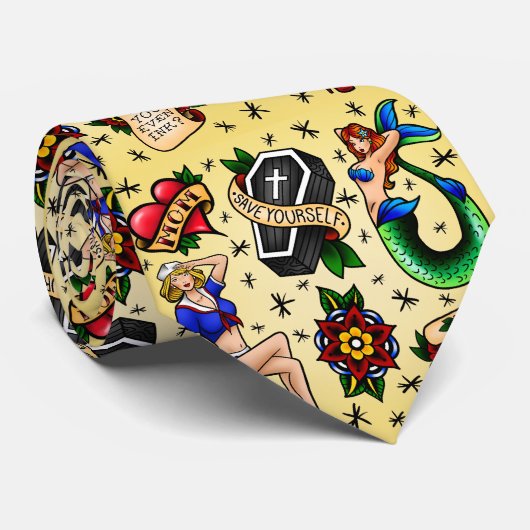 伝統的な入れ墨のフラッシュシートの首のタイ ネクタイ (ロール)