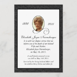 伝統的な写真の死の発表カード 案内状