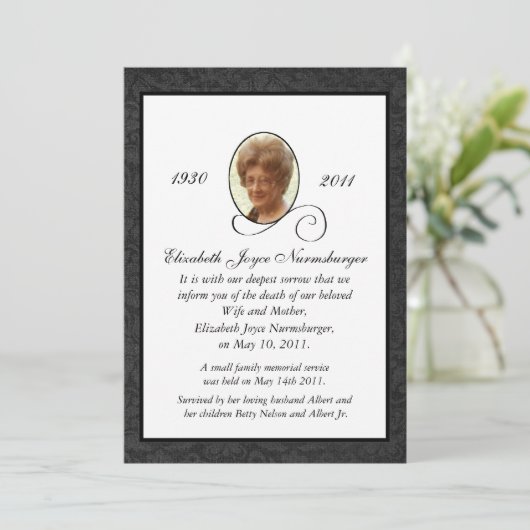 伝統的な写真の死の発表カード 案内状 (スタンド正面)