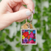 伝統的な刺繍の花柄のテキスタイルの詳細 キーホルダー (手)