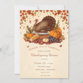 伝統的な収穫祭の感謝祭の食事 招待状 (正面)