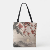 伝統的な墨絵水墨画アート トートバッグ (裏面)