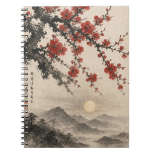 伝統的な墨絵水墨画アート ノートブック