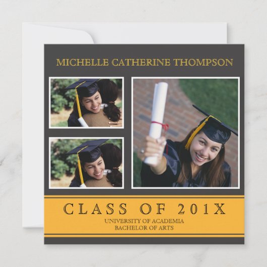 伝統的な大学卒業の発表 案内状 (正面)