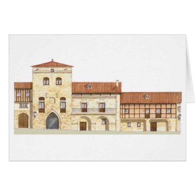伝統的な家。 Santillana Del Mar (正面横)