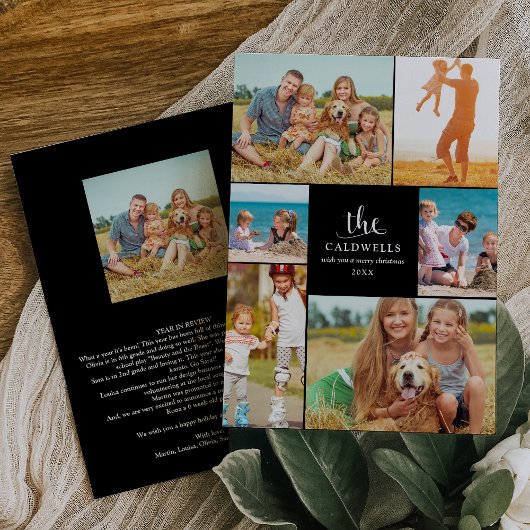 伝統的な年のはがき 家族の写真コラージュ シーズンカード