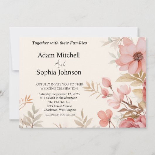 伝統的な教会スタイル 招待状 (正面)