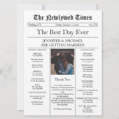 伝統的な新聞での結婚発表 招待状 (正面)