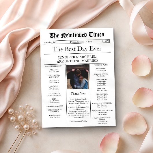 伝統的な新聞での結婚発表 招待状
