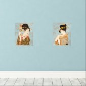 伝統的な日本のかわいい着物を着た和風の芸者さんたち (ウッドフロア)