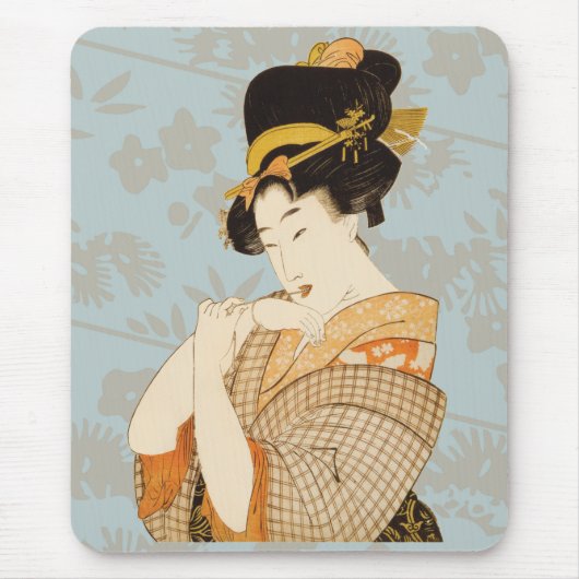 伝統的な日本のかんざしを付けた芸者 マウスパッド (正面)