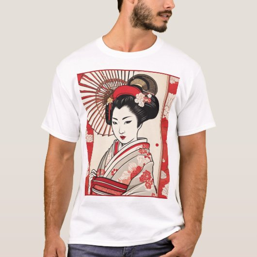 伝統的な日本のパターン - エレガントなジオメ Tシャツ (正面)