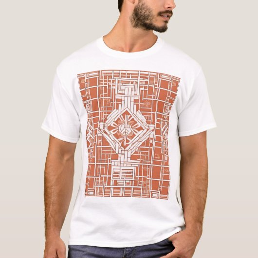 伝統的な日本のパターン デザイン シームレス プリント Tシャツ (正面)