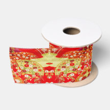 伝統的な日本の着物 ゴールド レッド フラワー