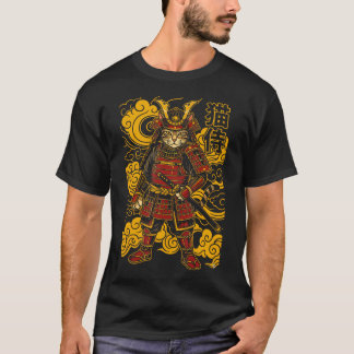 伝統的な日本の 猛猫侍 Tシャツ