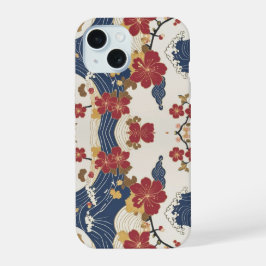 伝統的な日本着物柄 iPhone 15ケース