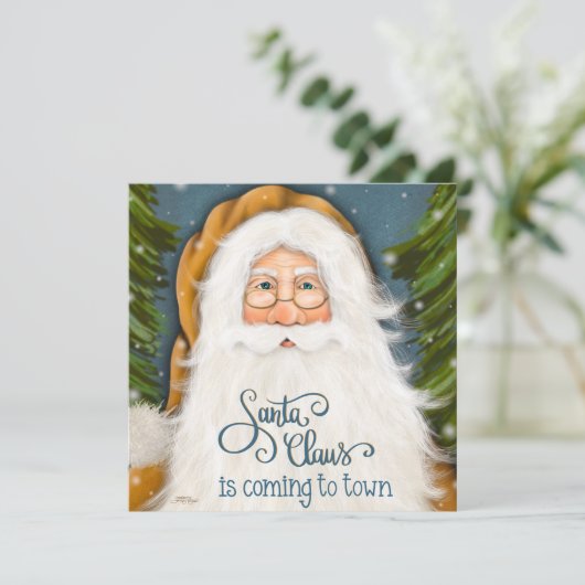 伝統的な旧世界のサンタ クリスマス ホリデー カード (スタンド正面)