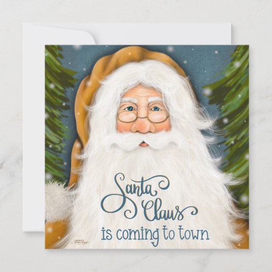 伝統的な旧世界のサンタ クリスマス ホリデー カード (正面)