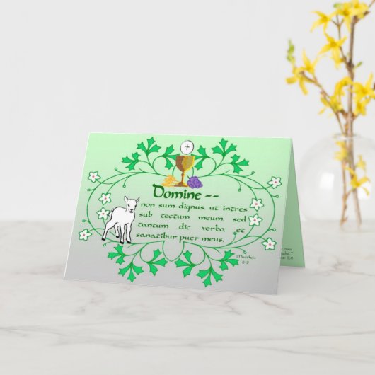 伝統的な最初聖餐式の挨拶状 カード (黄色い花)