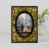 伝統的な松とヒイラギ ブラック 箔シーズンカード (立ち正面)