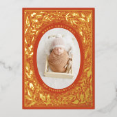 伝統的な松とヒイラギ 箔シーズンカード (正面)