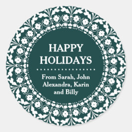 伝統的な民俗アートスタイルのクリスマスギフトラベル ラウンドシール