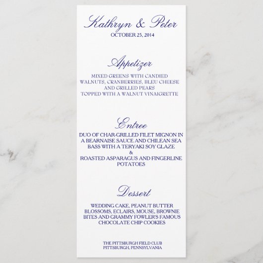 伝統的な海洋メニューカード メニュー (正面)