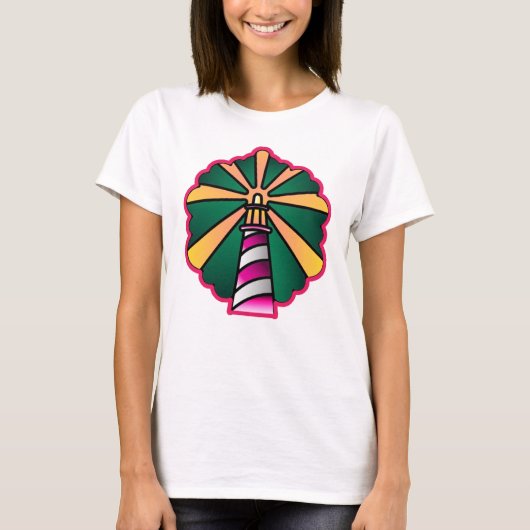伝統的な灯台のイラスト Tシャツ (正面)