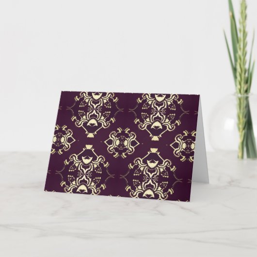 伝統的な王室のな紫色の金ゴールドのブロケード シーズンカード (正面)